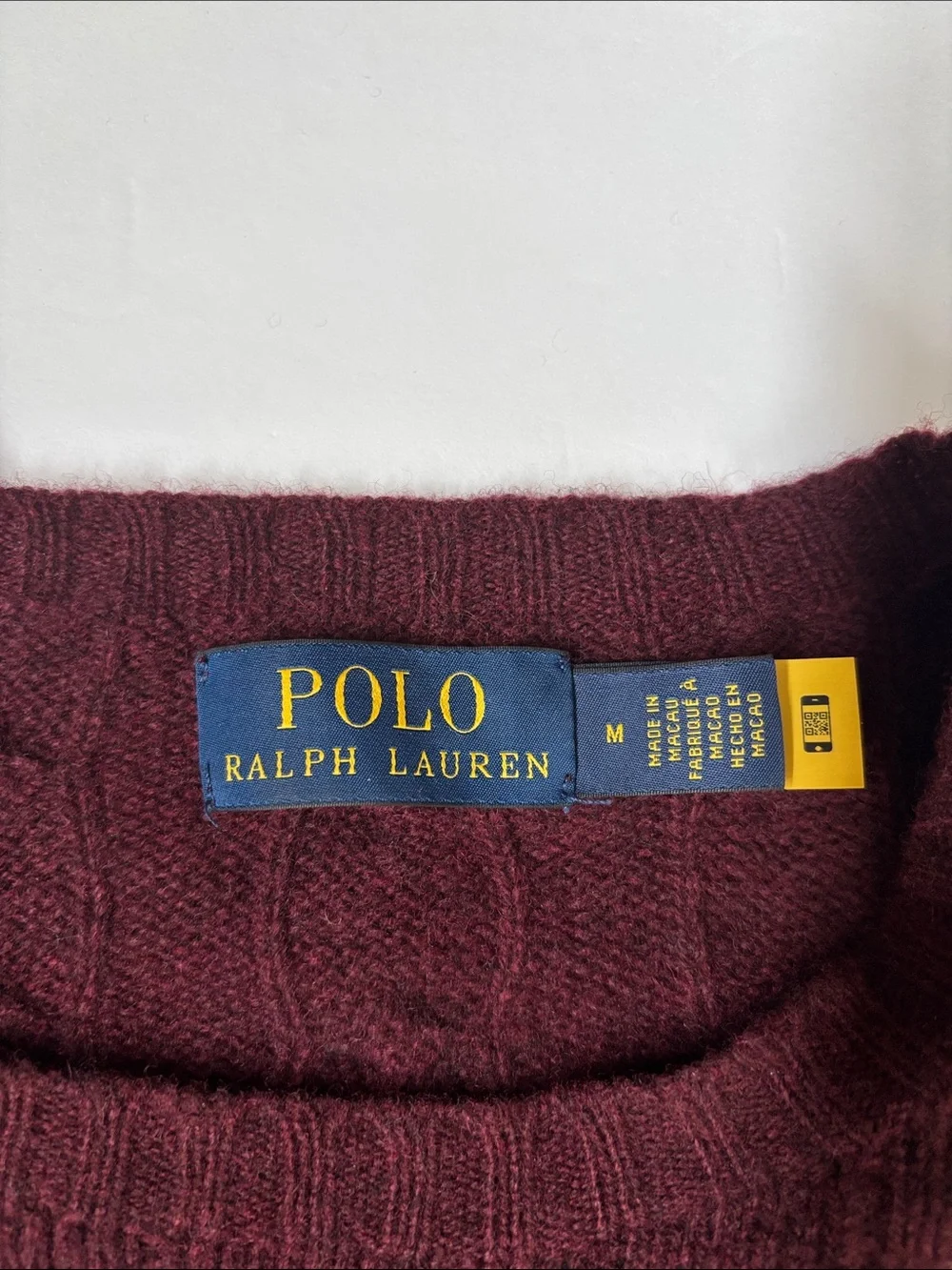 Polo Ralph Lauren Wool Cashmere Cable Knit Preppy Sweater Burgundy Mens Medium